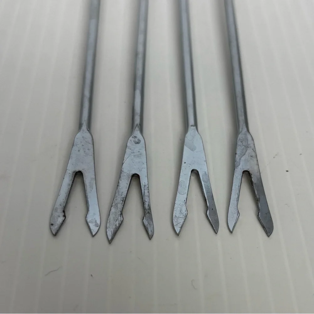 Set of 4 Vintage Stainless Steel Wood Handled Color Coded Fondue Forks Japan